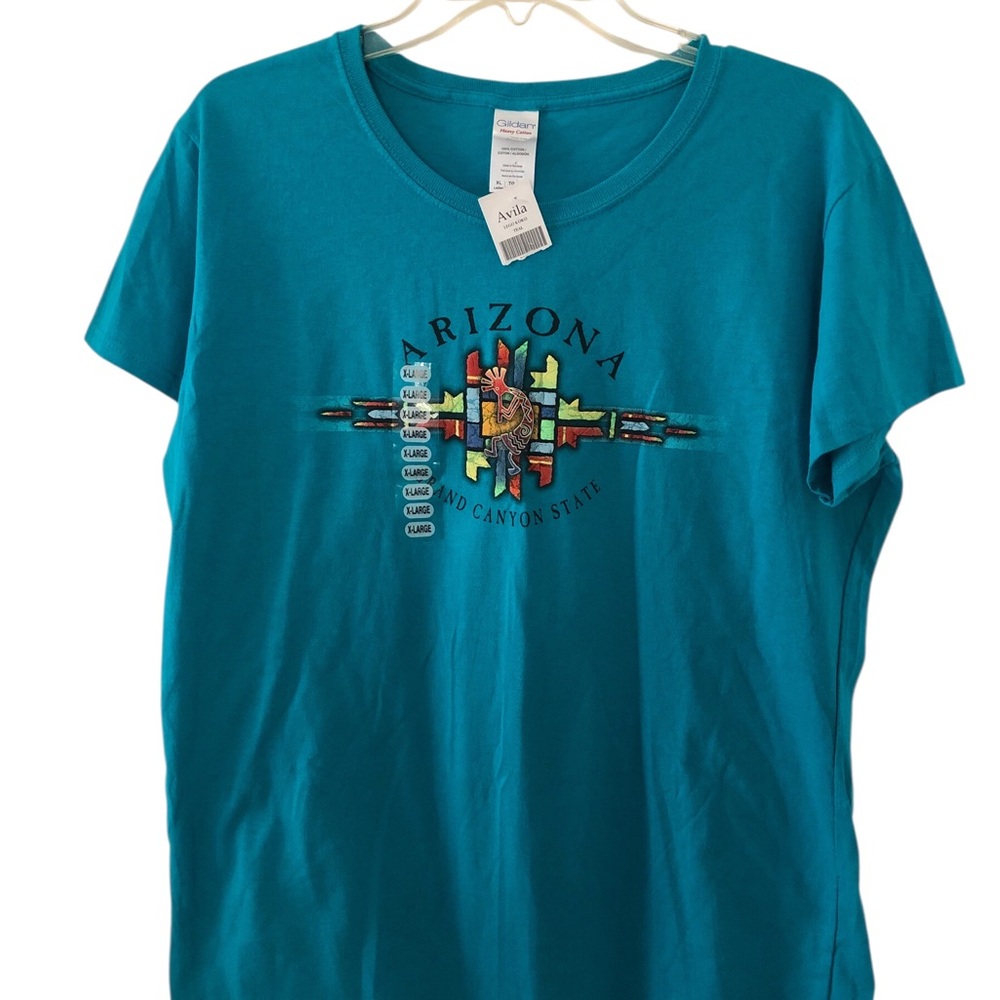 NWT Gildan Teal Arizona Graphic Tee Southwestern 100% Cotton The Canyon State